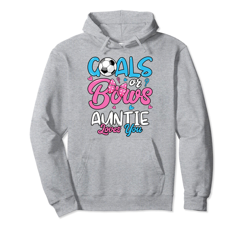 Gender Reveal Goals Or Bows Auntie Loves Hoodie - Custom Art Print Unisex