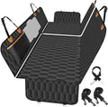 Dog Back Seat Cover, Waterproof Scratch Proof Nonslip Dog Hammock for Car, Car Seat Cover for Back Seat with Sanitary Pad Mesh & Pocket for Cars SUVs and Trucks - S, Black/Orange