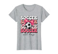 Groovy Soccer Coquette Bow Soccer T-Shirt - Streetwear Style for Adults