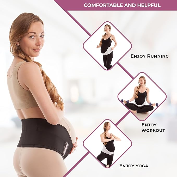 Gabrialla Made in USA Pregnancy Belly Band, Soft & Breathable Maternity Belly Band – Pregnancy Belt for Back, Pelvic & Waist