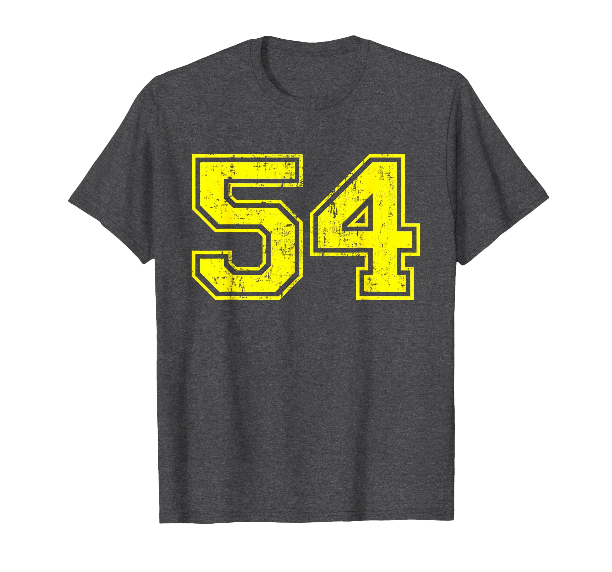 Number 54 Varsity Distressed T-Shirt - Casual Everyday Wear for Adults