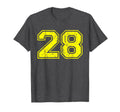 Number 28 Varsity Distressed Sport Team T-Shirt - Graphic Print for Adults