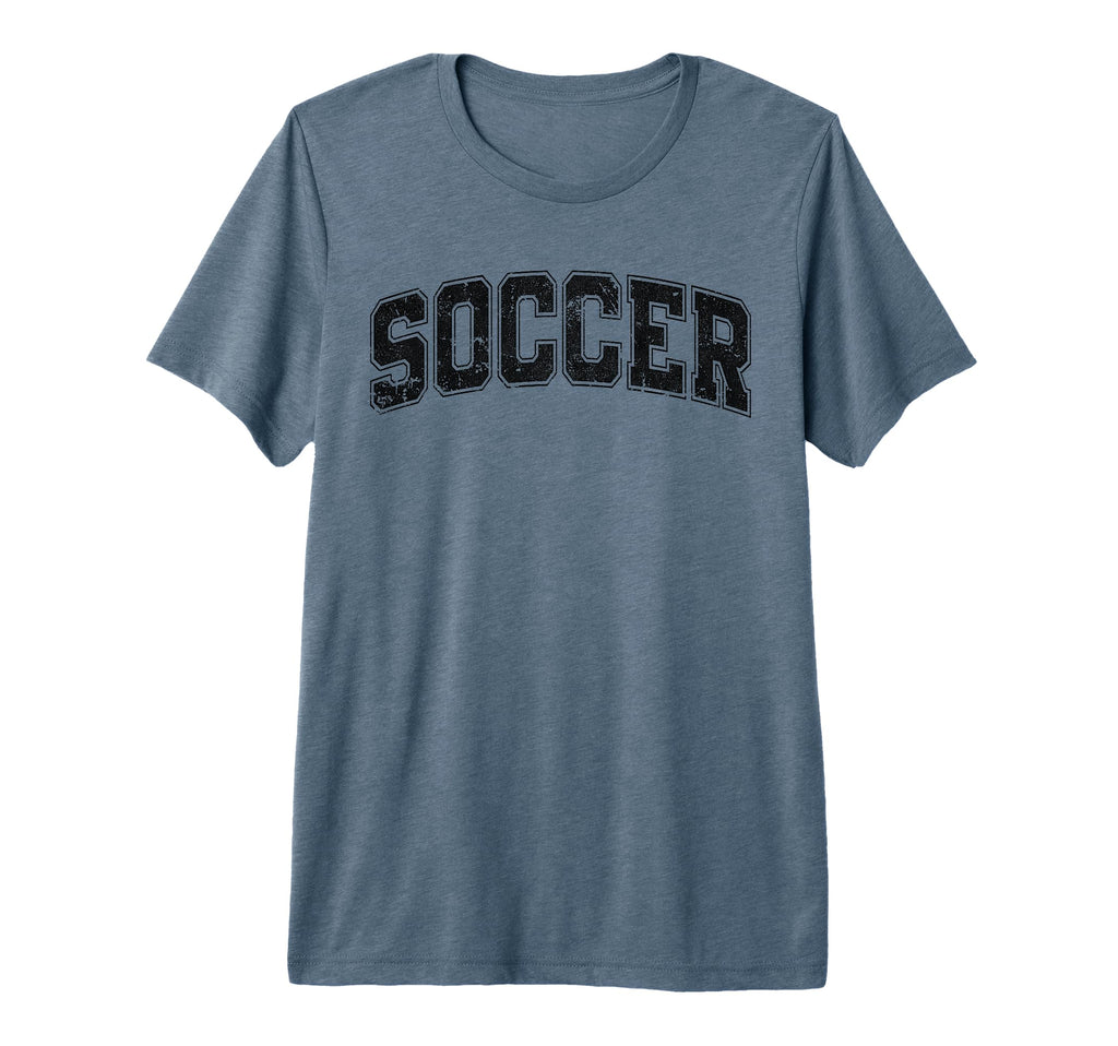 Soccer Varsity Black Text Tri Blend T-Shirt - Graphic Print for Adults