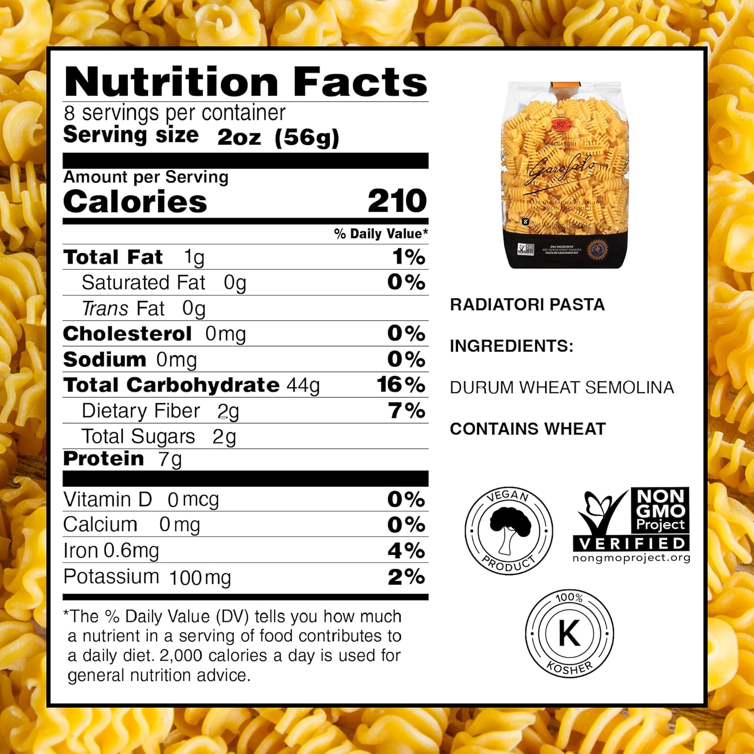Garofalo Organic Radiatore Pasta, 16 Oz. – Pack of 12