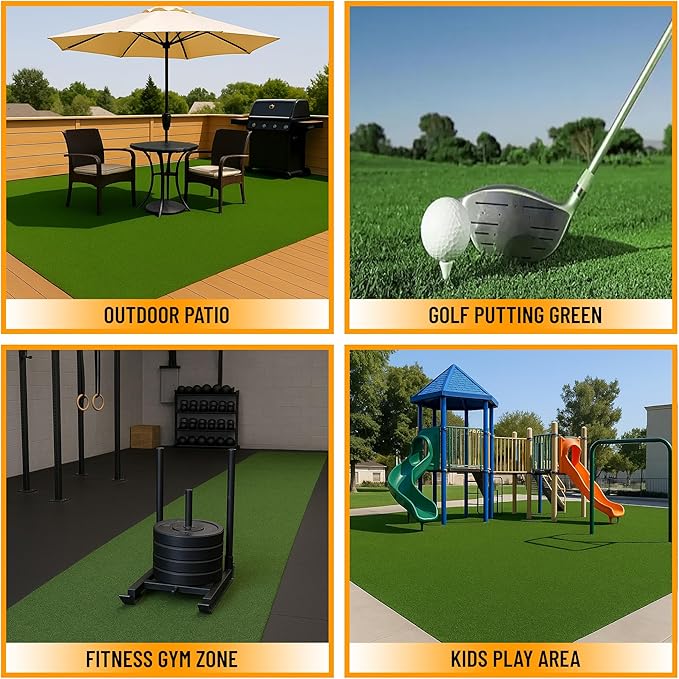 Ottomanson Artificial Turf Golf Hitting Mat 3' x 12' Indoor/Outdoor Waterproof Synthetic Fake Grass for Putting Practice Baseball Football Sports Gym Backyard, Custom Size 2' up to 30'