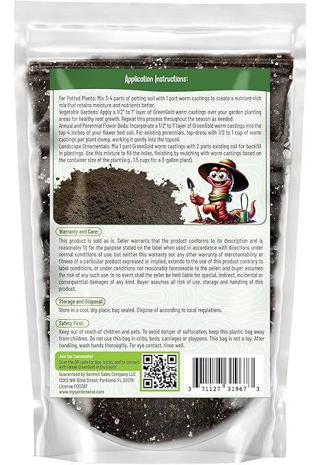 Organic Worm Castings Premium Worm Castings Fertilizer for Nutrient-Rich Soil and Healthy Plant Growth (3 QUARTS)
