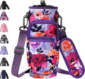 32 40 oz Water Bottle Carrier with Strap, Neoprene Water Bottle Sleeve Bag with 2 Pockets Insulated Flask Sling Holder for Walking Hiking Gym