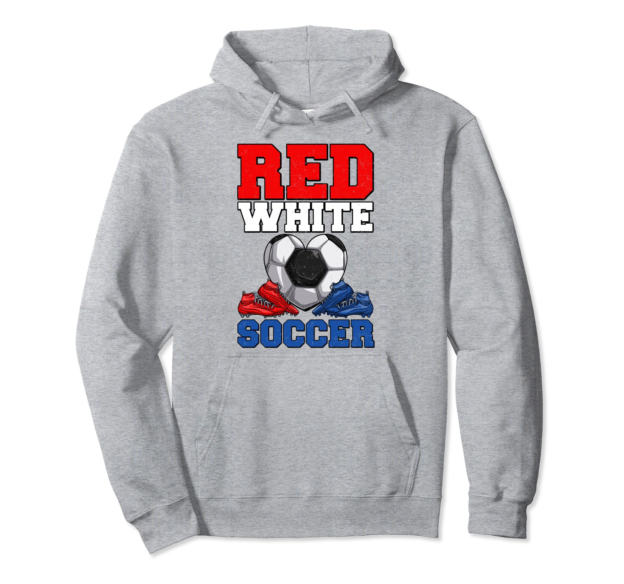 Red White Soccer Lover Usa American Hoodie - Streetwear Style for Adults