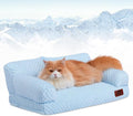 Hollypet Cooling Dog Cat Pet Couch Soft Calming Sofa Bed for Medium Small Cats and Dogs, Gray, 24"x 18"x10"
