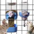 kathson Automatic Rabbit Feeder and Waterer Set, Gravity Pet Food Water Dispenser Bunny Pellet Feeder Small Animal Feeding & Watering Supplies for Guinea Pig Ferret Crate Accessories (Blue)