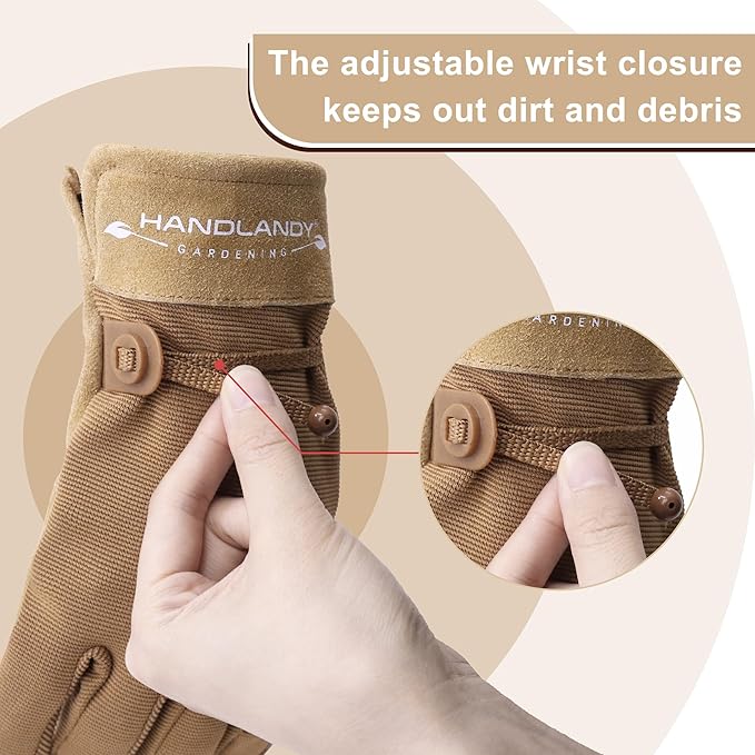 HLDD HANDLANDY Work Gloves for Women and Ladies, Leather Gardening Gloves Flexible Mechanic Working Gloves