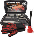 BBQ Smoker Grill Professional Meat Injector Syringe Kit for Smoking with Case, Heat Resistant Non Slip Gloves and Silicone Mop Brush for Turkey Marinade Injection