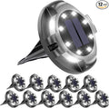 Biling Solar Outdoor Lights - 12 Pack, Bright Uplight Sidelight, Waterproof Deck Lights for Yard, Walkway, Garden, Poolside (White)