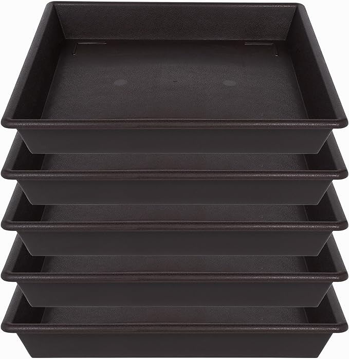 Square Plant Saucer 14 Inch 5 Pack，Plant Stand Plant Trays for Pots Heavy Duty Plastic Plant Saucers for Indoors Outdoors, Flower Pot No Holes Plant Lover Gardening Gifts