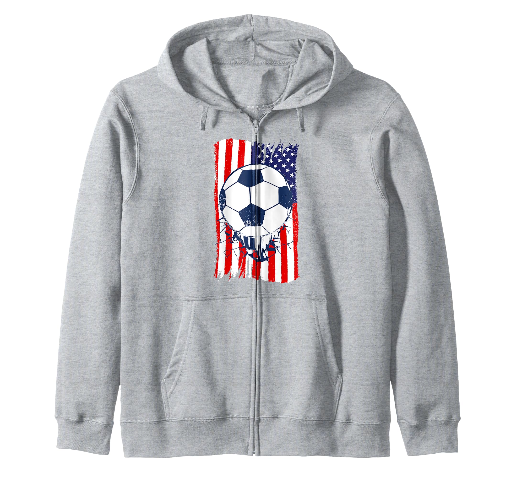 American Flag Distressed Soccer Artwork Hoodie - Novelty Apparel Unisex