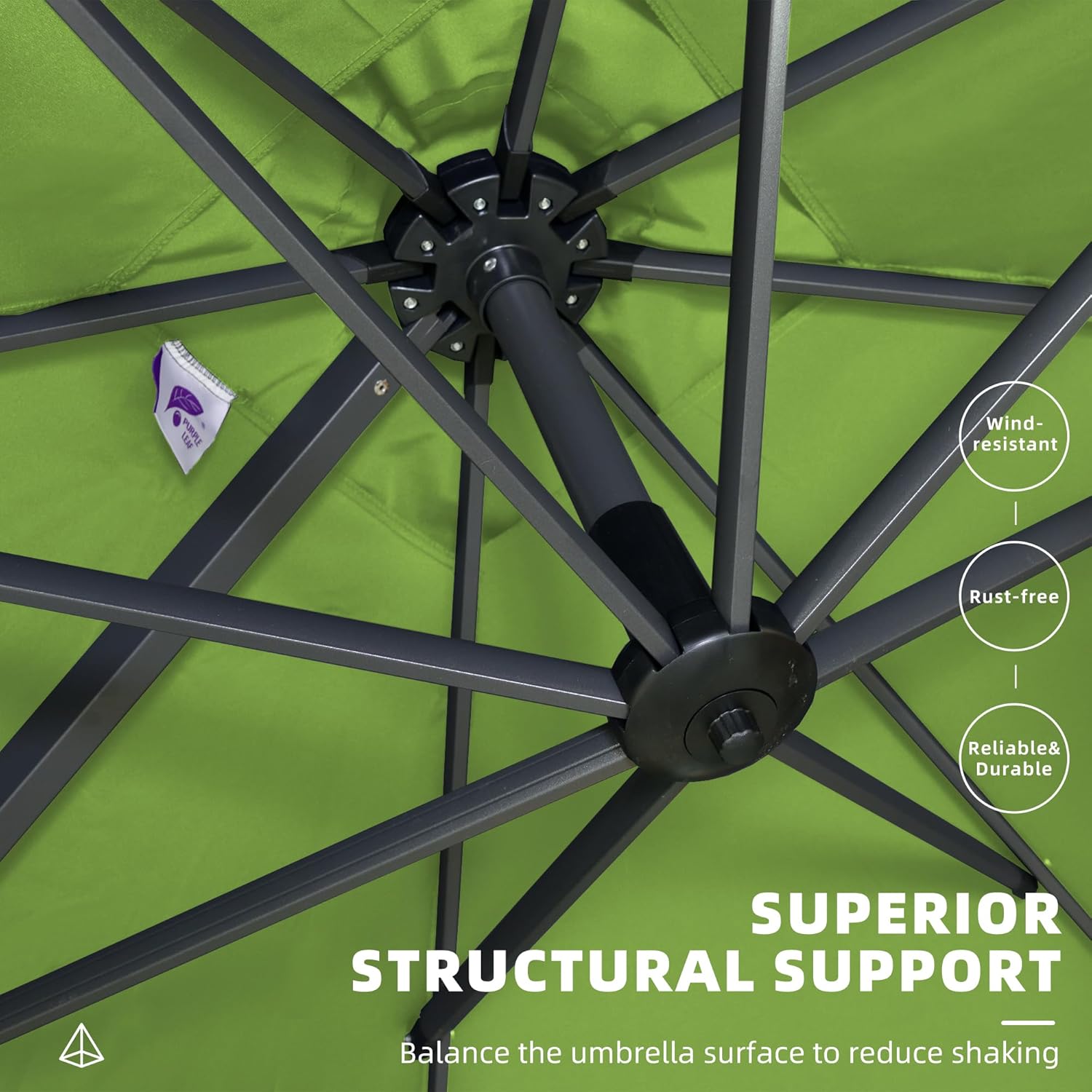 PURPLE LEAF 10' X 13' Patio Umbrella Outdoor Cantilever Rectangle Umbrella Aluminum Offset Umbrella with 360-degree Rotation for Garden Deck Pool Patio Apple Green