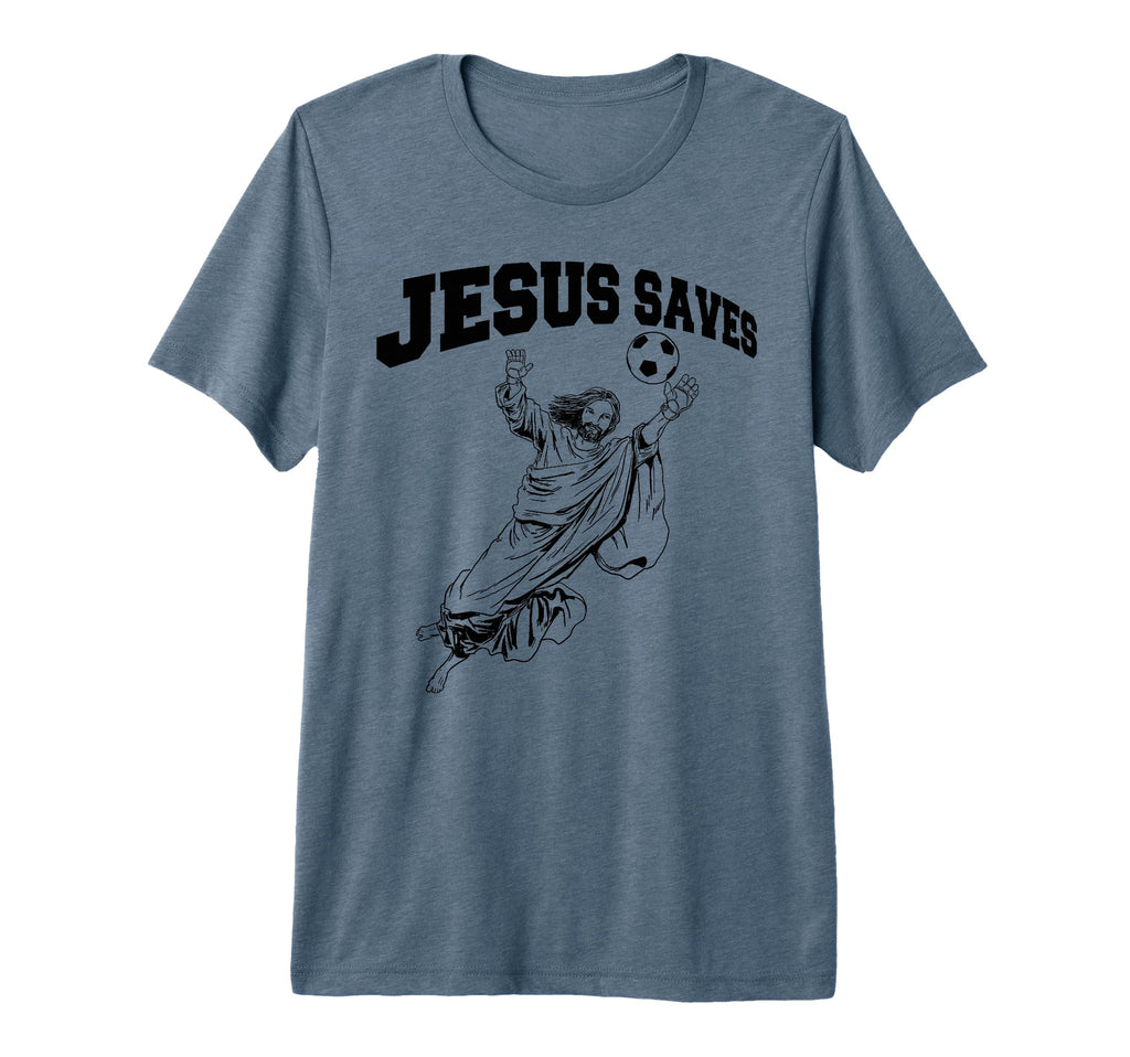 Soccer Goalie Jesus Saves Tri Blend T-Shirt - Custom Art Print Men Women