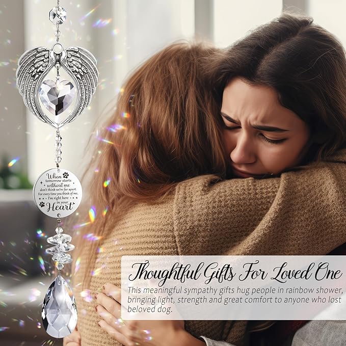 Dog Memorial Gifts for Loss of Dog Sympathy Gifts, Pet Memorial Gifts for Dogs Cats, Pet Memorial Crystal Suncatcher, Thoughtful Cat Dog Bereavement Gifts Dog Remembrance Gift for Pet Loss Condolence