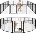 Dog Playpen Outdoor Extra Wide 16 Panels Heavy Duty Dog Fence 40" Height Anti-Rust with Doors Portable for RV Camping Yard, Total 42FT, 140 Sq.ft, Snowy Black