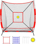 6 x 6 FT Baseball Net with 3 Diffferent Targets, Portable Practice Net for Batting，Hitting，Pitching and Throwing,Compact Package with Small Carrying Bag，Great for Kids
