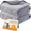 LOOBANI Washable Dog Pads, Fast Absorption Reusable, Waterproof Whelping, Non Slip Pet Playpen Mat for Dogs, Grey 2 Pack 36 x 72 in