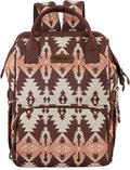 Wrangler Diaper Bag Backpack Aztec Travel Backpack Purses Western Multi-Function Baby Bags for Mom with Waterproof Insulated Pockets