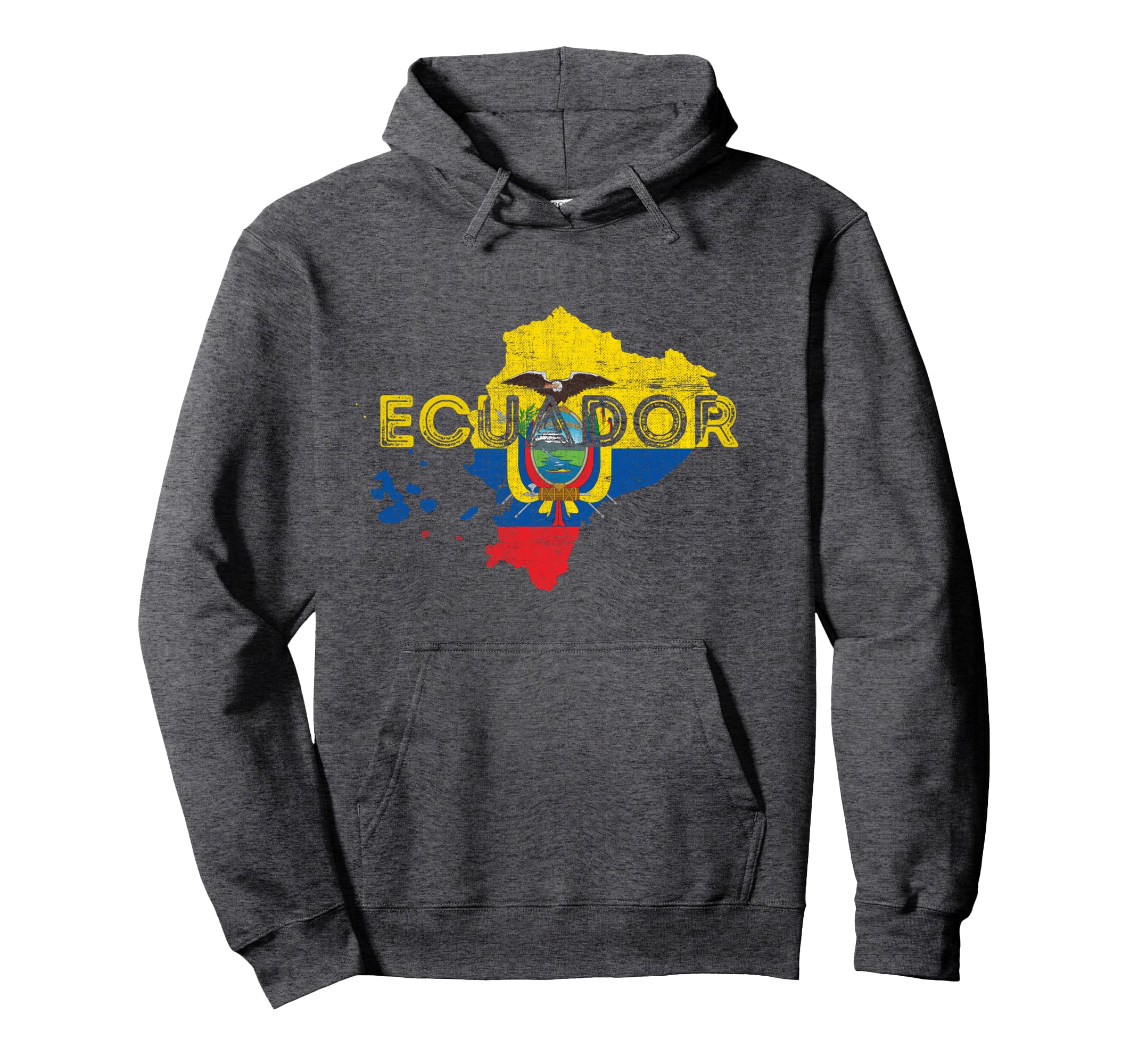 Ecuadorian Map And Flag Souvenir Distressed Hoodie - Unique Graphic Unisex