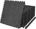 AIRHOP 0.79in Thick 24 Sq Ft Exercise Equipment Mats, 6 Tiles Upgraded Rubber Top with High Density EVA Foam, Large Interlocking Puzzle Gym Flooring for Home Gym, Heavy Weight Workout,Black & White