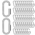 M6-50 Pack 2.3” Quick Links Chain Connectors, 1/4″ Galvanized Chain Locking Carabiners Hooks, 620LBS Heavy Duty Thread Quick Link Clips, Twist Oval Keychain D Shape for Swing, Camping