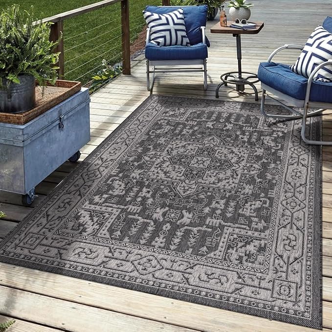 Keen Home Design Terrace Outdoor Area Rug - 4x6 Washable Indoor/Outdoor Rug for Patio, Kitchen, Balcony, Beach, Garden, Deck and Porch, Size: 3'10"x5'7"