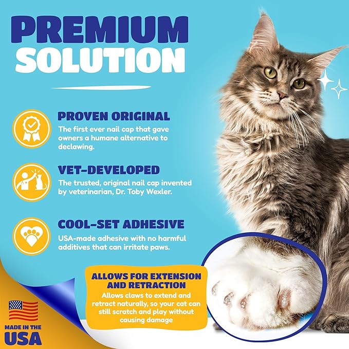Soft Claws Cat Nail Caps for Medium Cats – (40 Caps, Black & Purple) - Made in USA - Veterinarian-Developed | Protects Furniture & Skin - Easy to Apply, Long-Lasting Anti-Scratch Soft Cat Claw Covers