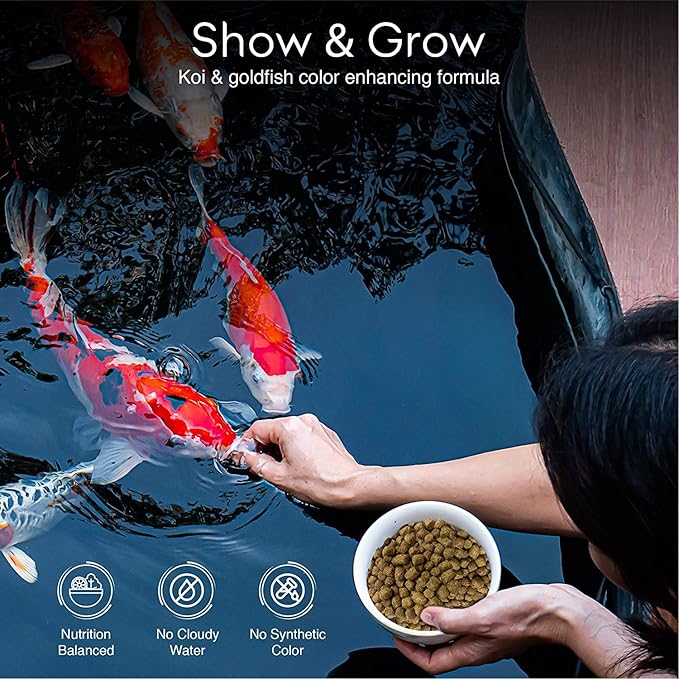 BIG Kahuna Koi Fish Food- 2lbs Food – Made in The USA - Koi Food Floating Pellets – 3/16" - 1/4" Pellet Size – 32% Protein Fish Food – Rich in Nutrients