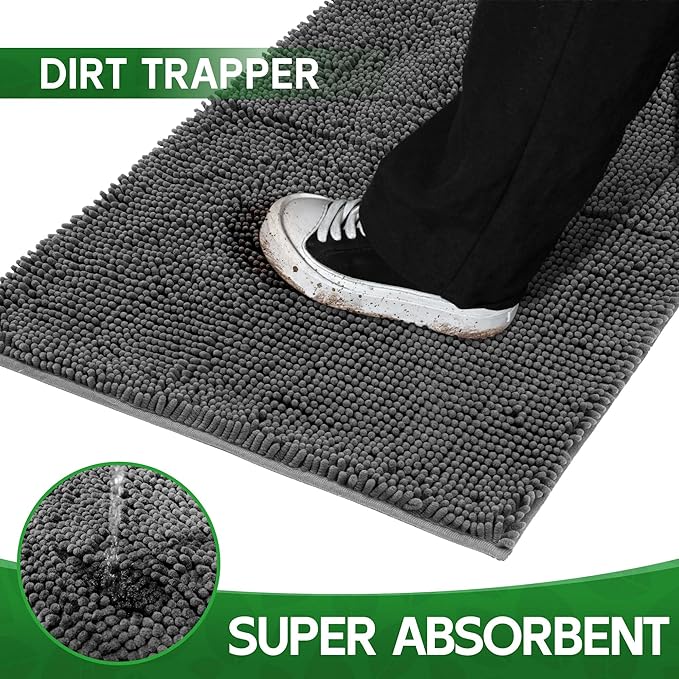 Dog Door Mat Indoor Entrance, 72" x 24" Absorbent Quick-Drying Mud Rugs, Non-Slip Door Rugs for Entryway Indoor Washable, Soft Chenille Dog Mat for Muddy Paws