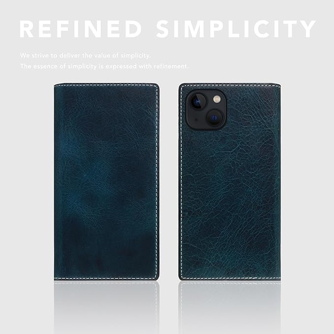 D7 Italian Wax Leather Wallet Case for iPhone 15 Plus - [2-in-1] Handcrafted Detachable Diary Style with Magnetic MagSafe Back Cover, Gift Box Included (Blue)