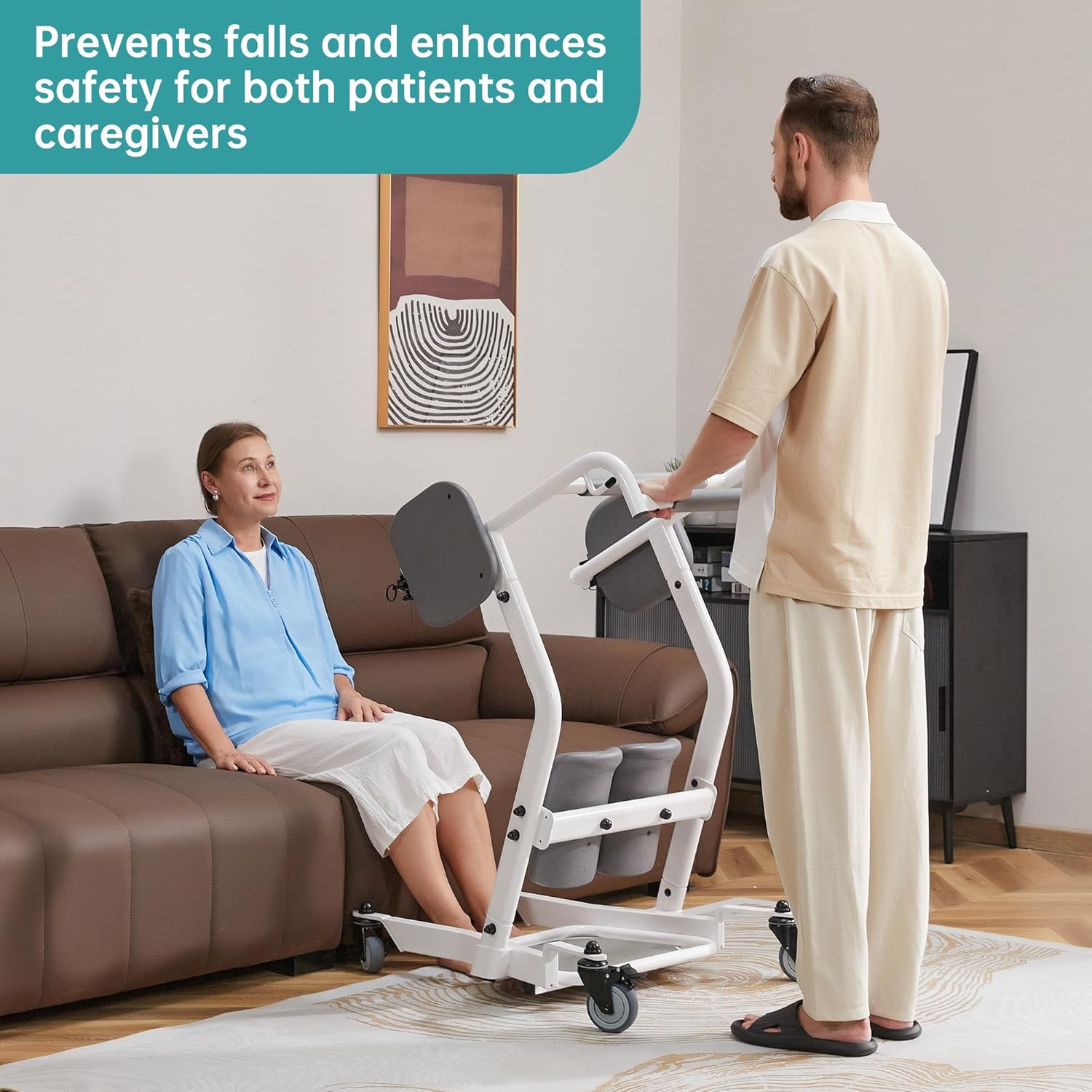 Sit to Stand Lift Patient Transport Unit for Elderly - 400 Pound Weight Capacity - Patient Lift for Home Care Use