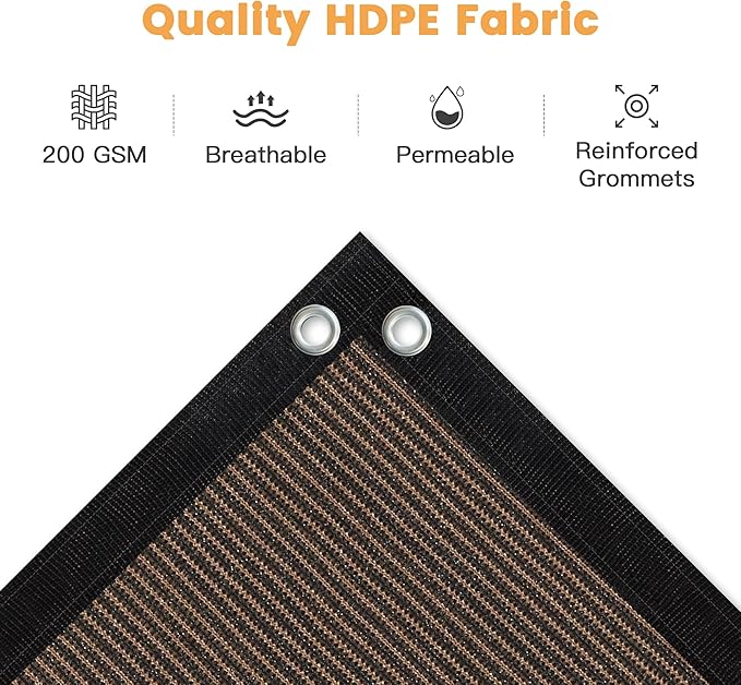 VICLLAX Shade Fabric Sun Shade Cloth with Every 2 FT Grommets for Patio Garden Pergola Cover Canopy 4x9 FT, Mocha