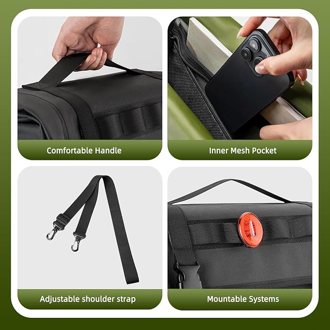 ROCKBROS Bike Panniers 15L Capacity Waterproof Bike Rack Bag Bicycle Panniers for Cycling Commuting Bikepacking Green 2PCS