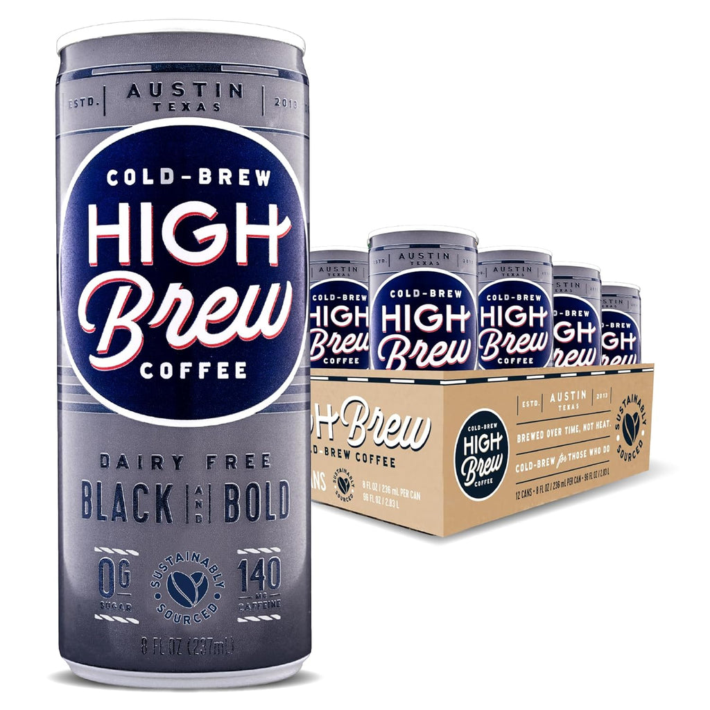 High Brew Black & Bold Cold Brew Coffee, 8 fl oz, Pack of 12