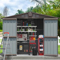 Domi Outdoor Storage Shed 8.2' x 6.2', Metal Steel Utility Tool Shed Storage House with Double Lockable Doors & Air Vents for Backyard Patio Garden Lawn Brown