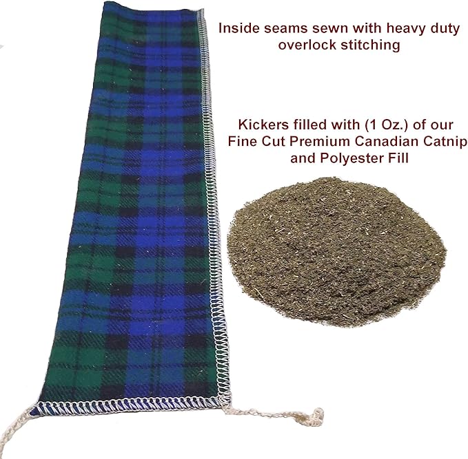15" Catnip Cat Kicker Toys/Kitty Kick Sticks/Cat-Nip Kick Sticks (Red/Grey Flannel) (Kickers Filled with 1 oz Premium Canadian Catnip)