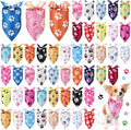 Abbylike 50 Pcs Paw Print Dog Bandanas Bulk Soft Triangle Scarves for Pets Party Costume Doggie Walking Photo Props Bibs for Pets Shops Adoption Events Halloween Party Gifts(31.5 x 21.7 x 21.7 Inch)