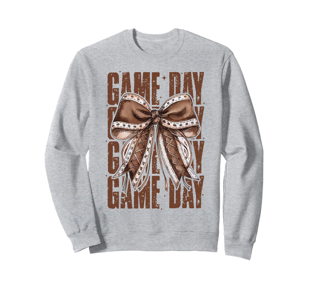Game Day Football Bow Fall Sweatshirt - Fun Novelty Design Men Women