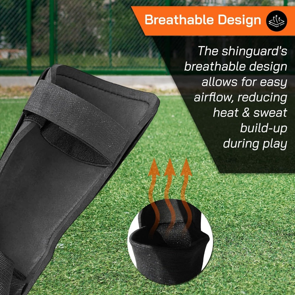 Malaga Soccer Shin Guard with Adjustable Straps-Orange/Black