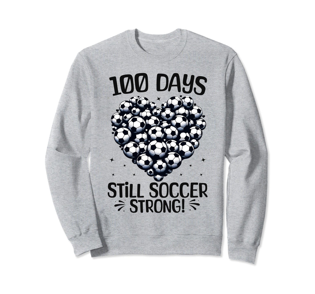 100 Days School Soccer Heart Love Sweatshirt - Graphic Print for Adults