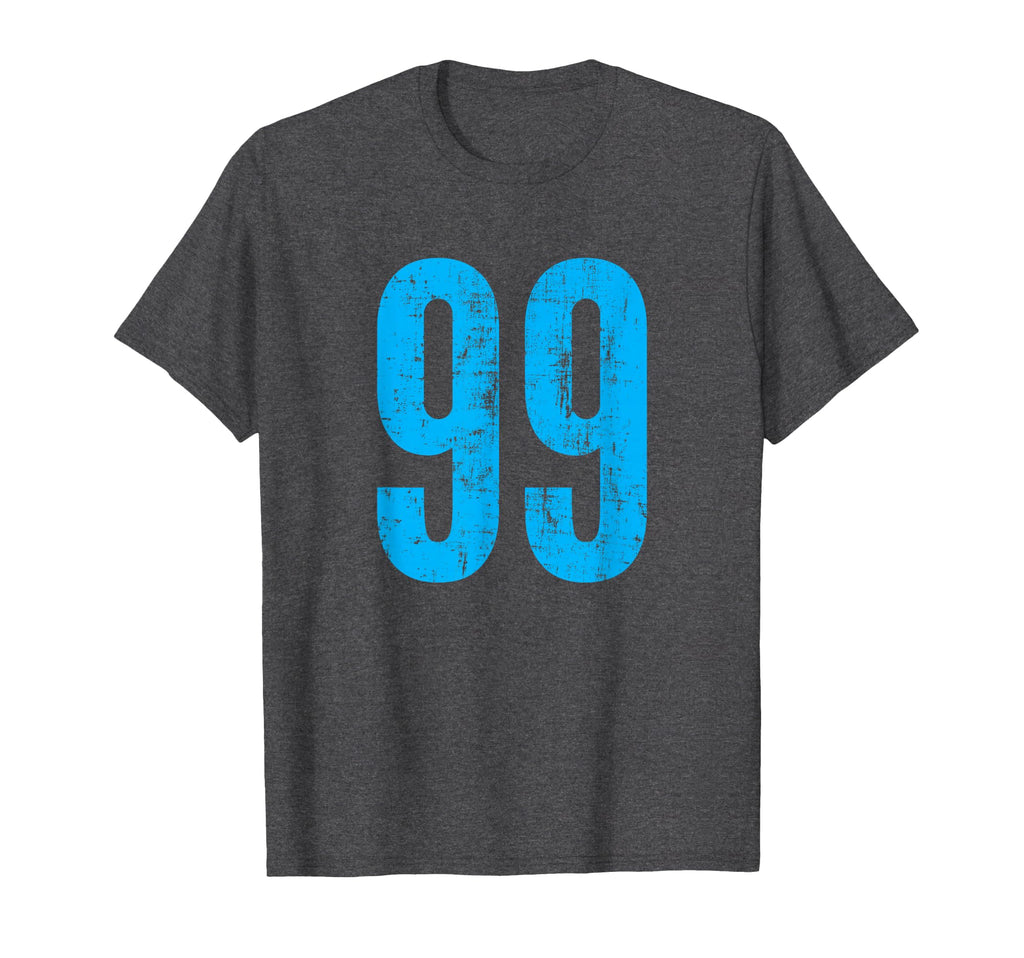 Number 99 Distressed Sport Team Player T-Shirt - Unique Graphic Men Women
