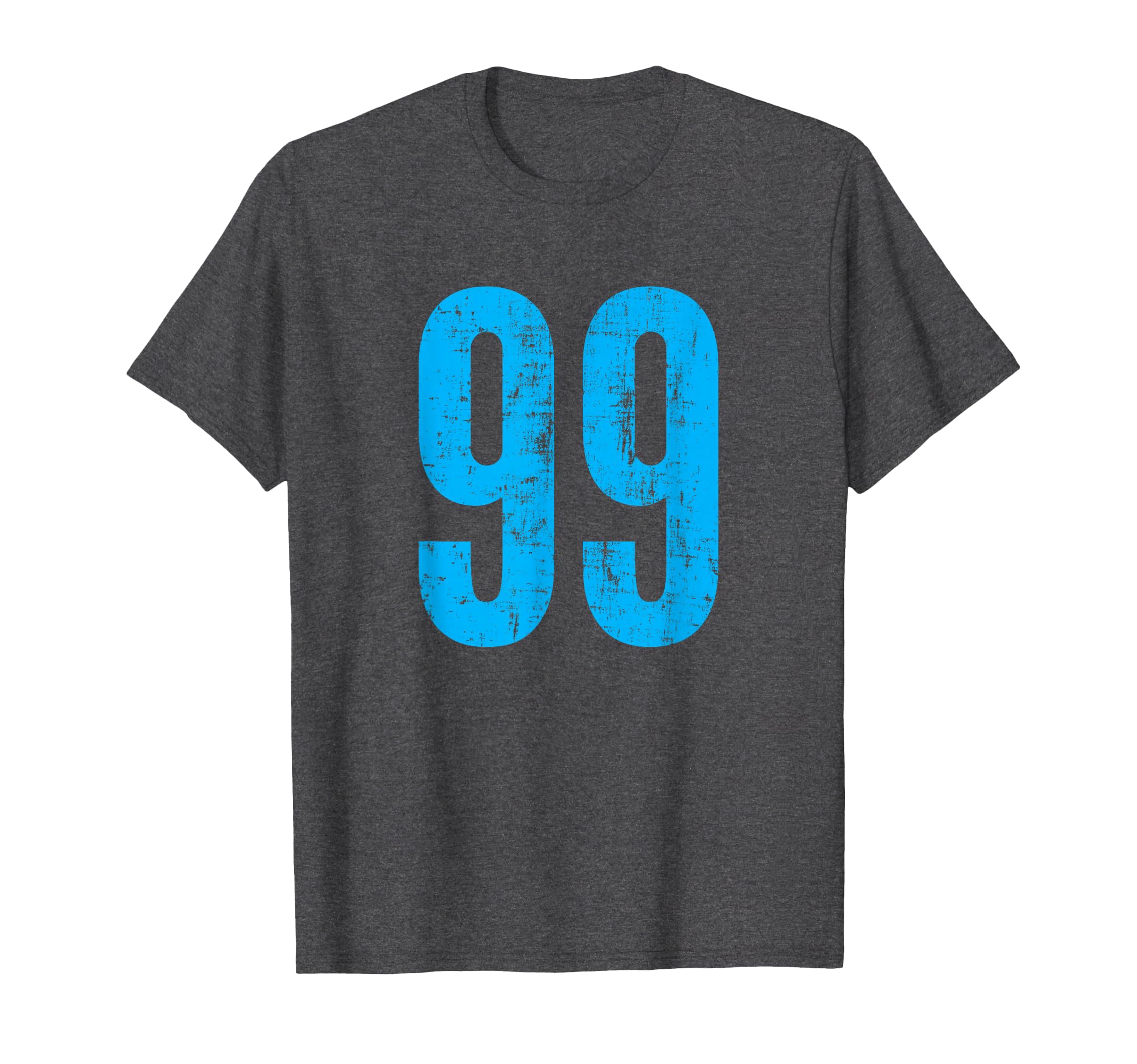 Number 99 Distressed Sport Team Player T-Shirt - Unique Graphic Men Women