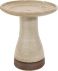 Sunnydaze 21" H Ceramic Bird Bath for Outside - Hand-Painted Outdoor Bird Bath Bowl, UV/Frost-Resistant Finish - Yam - Ribbed Pedestal