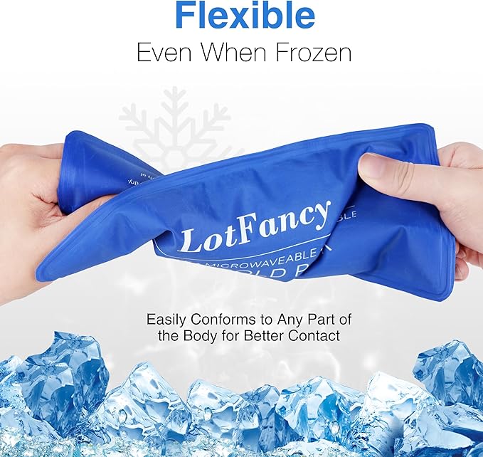 LotFancy Ice Packs for Injuries Reusable, 2 Gel Packs Wrap for Knee Head Neck Ankle Wrist Elbow Foot Legs Back Joint Pain Relief, Hot Cold Therapy for Surgery Recovery, First Aid, FSA HSA Eligible