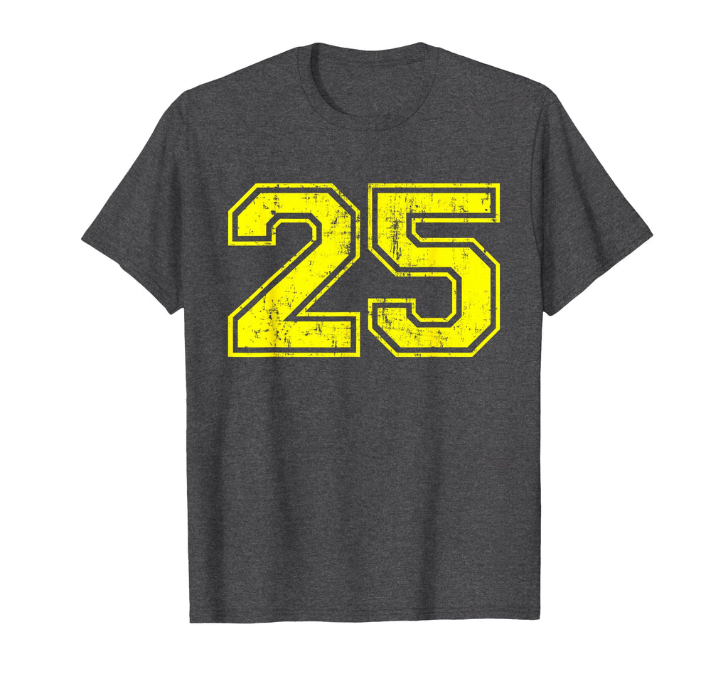 Number 25 Varsity Distressed T-Shirt - Casual Everyday Wear Men Women