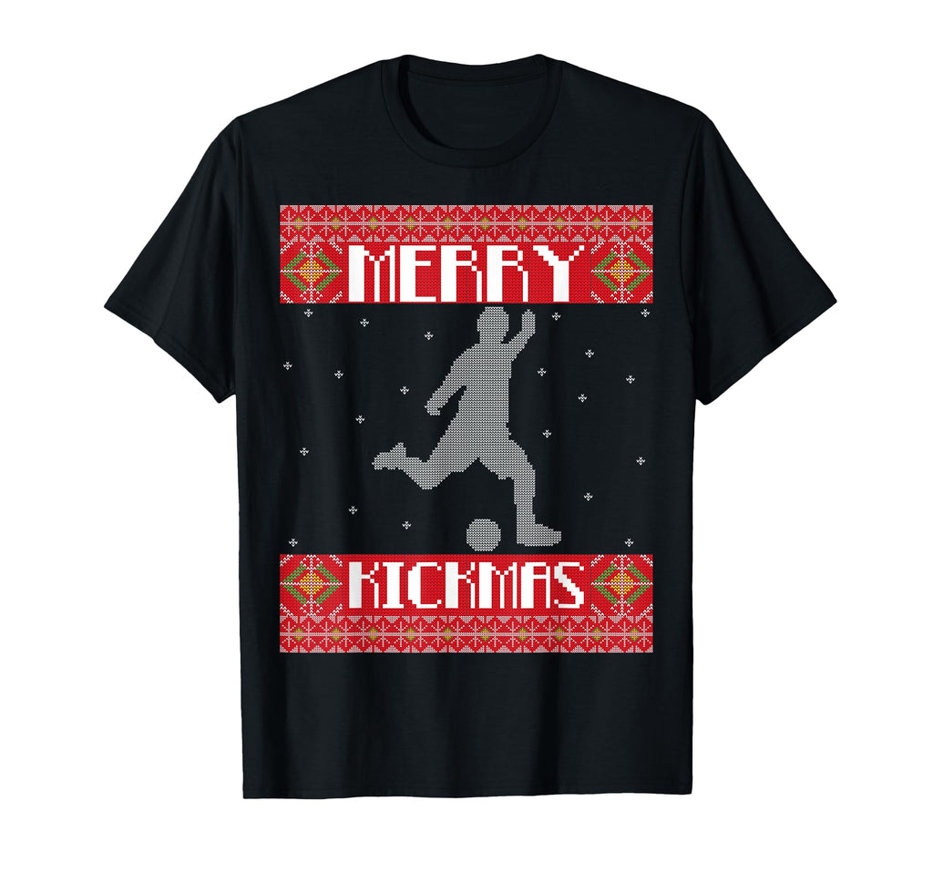 Merry Kickmas Football Player Soccer T-Shirt - Minimalist Print for Adults